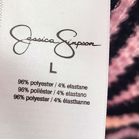 Jessica Simpson Pink & Black Stripe Sweater, Size Large - Picture 6 of 6